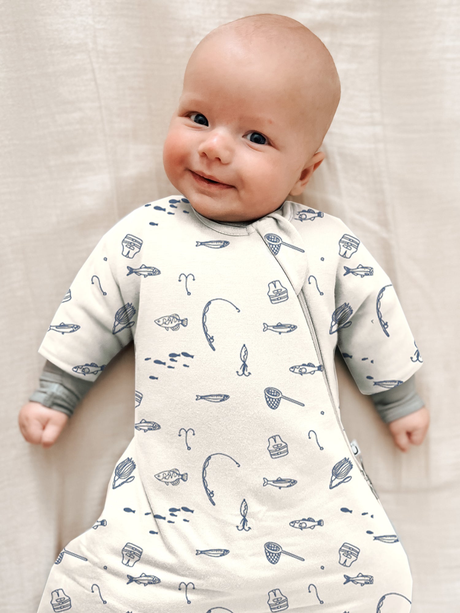 Long Sleeve Transitional Swaddle Sack - Fishing / 1.0 TOG