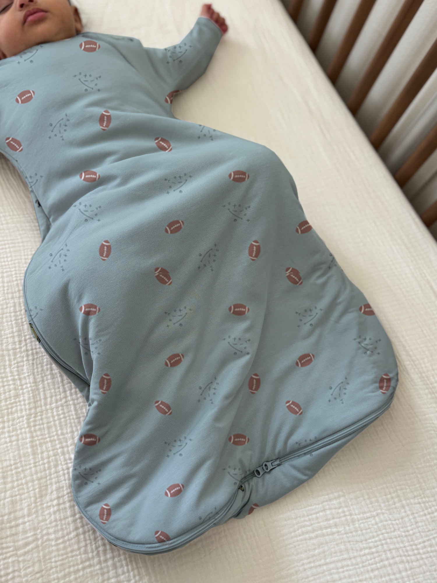 Long Sleeve Transitional Swaddle Sack - Football / 2.5 TOG