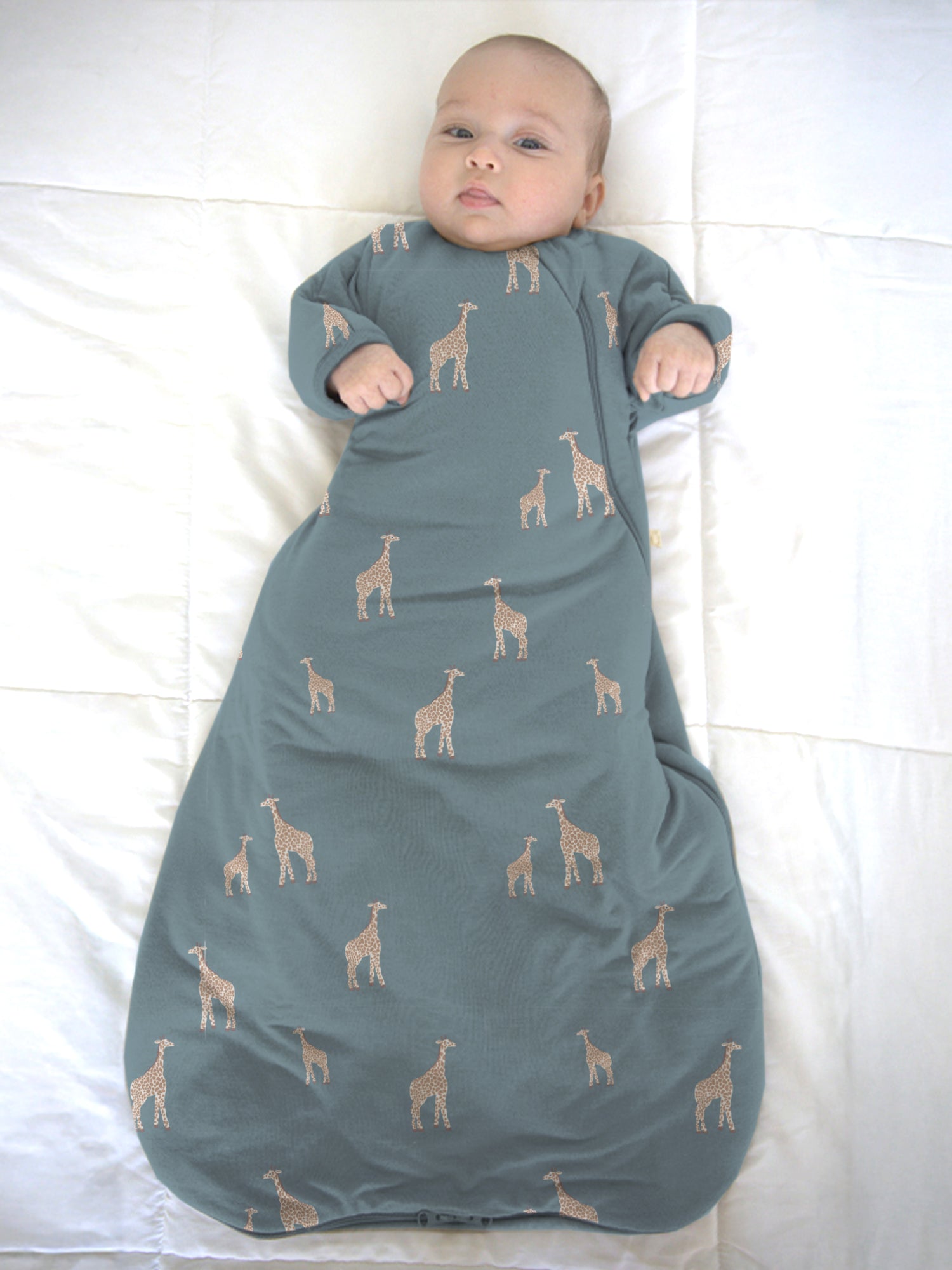 Long Sleeve Transitional Swaddle Sack - Giraffe Moss / 2.5 TOG