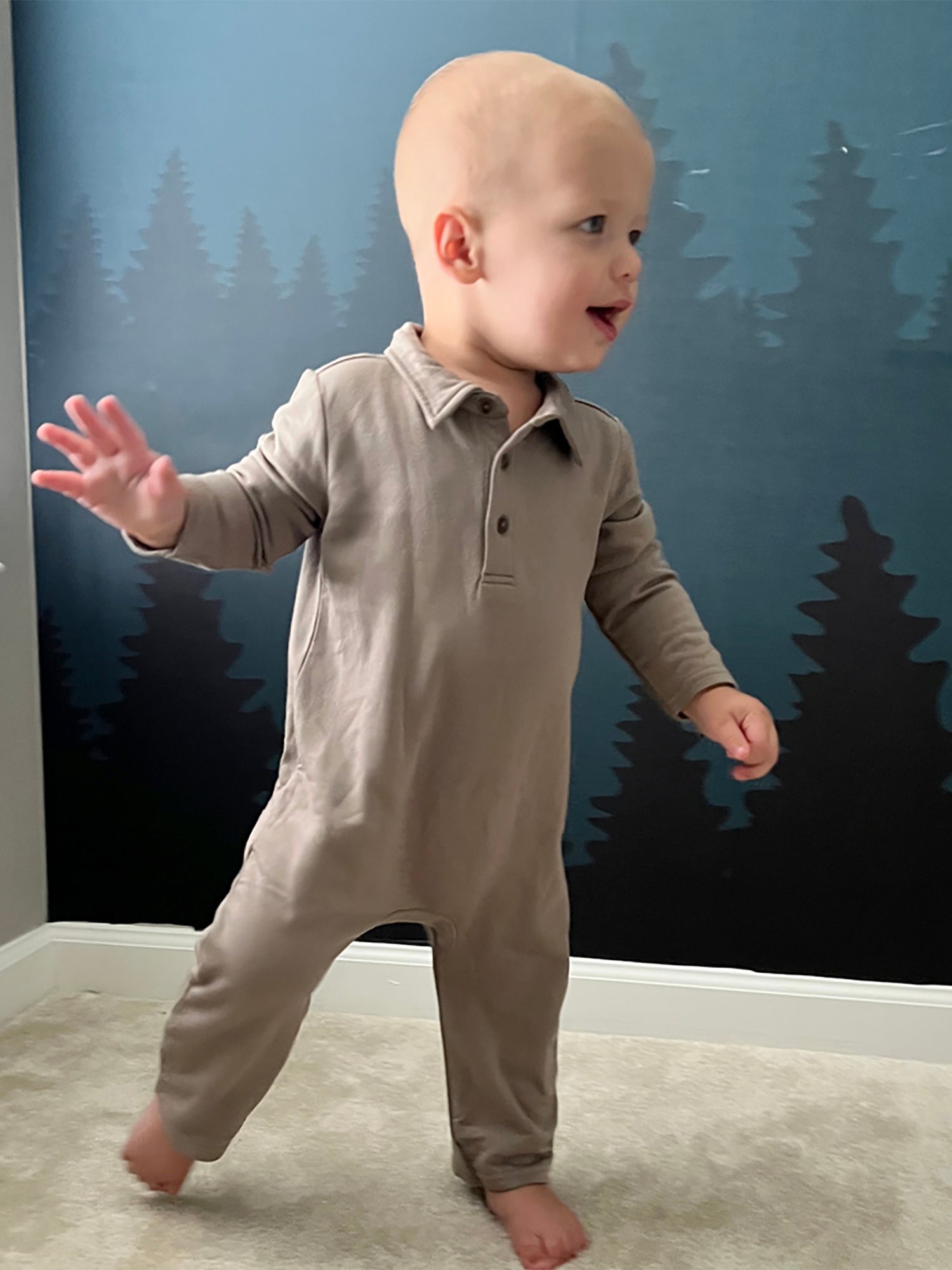 Fleece Collared Jumpsuit - Maple