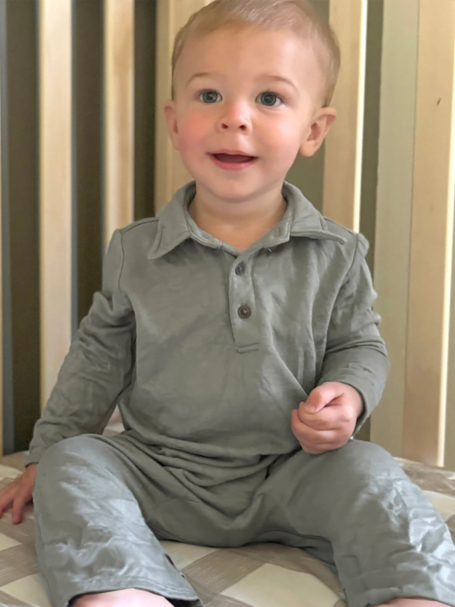 Fleece Collared Jumpsuit - Sage