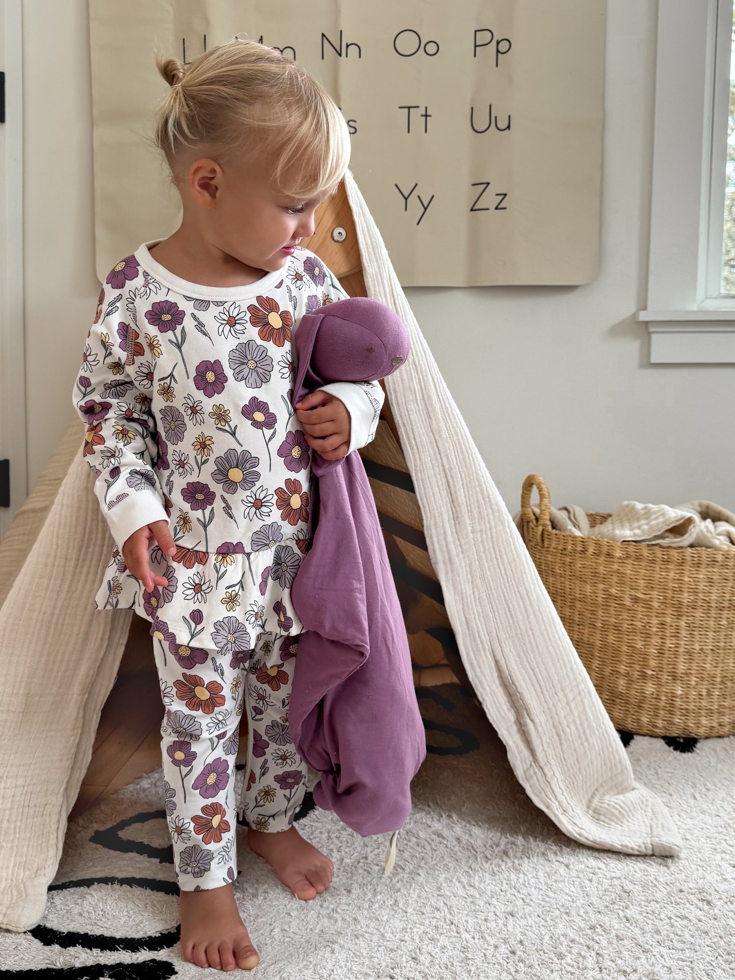 Fleece Two Piece Ruffled Sweatsuit - Bouquet