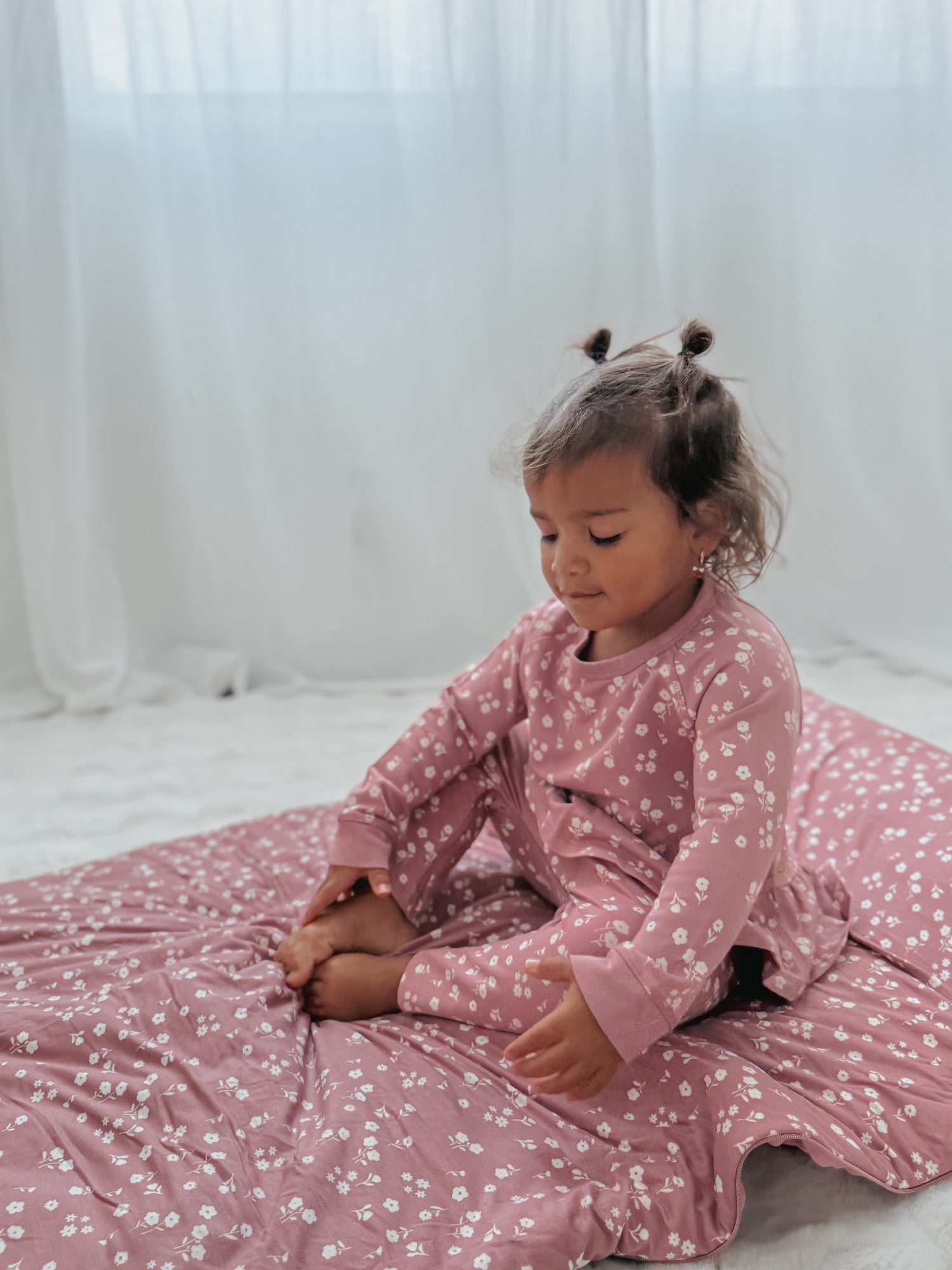 Fleece Two Piece Ruffled Sweatsuit - Mini Floral