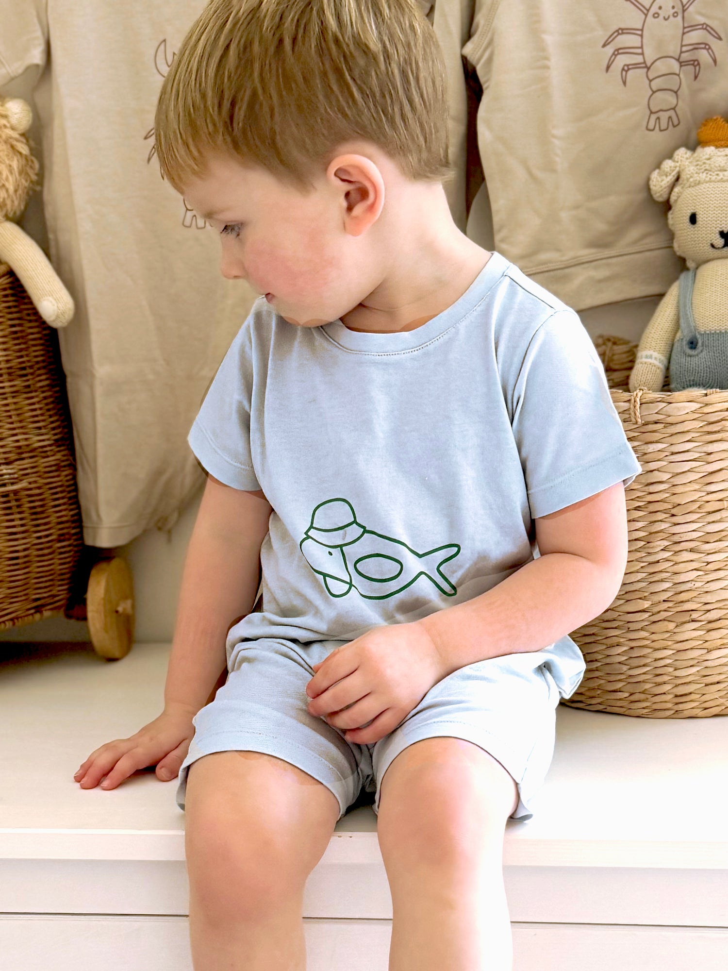 Cotton Shortie Romper - Bucket Hat