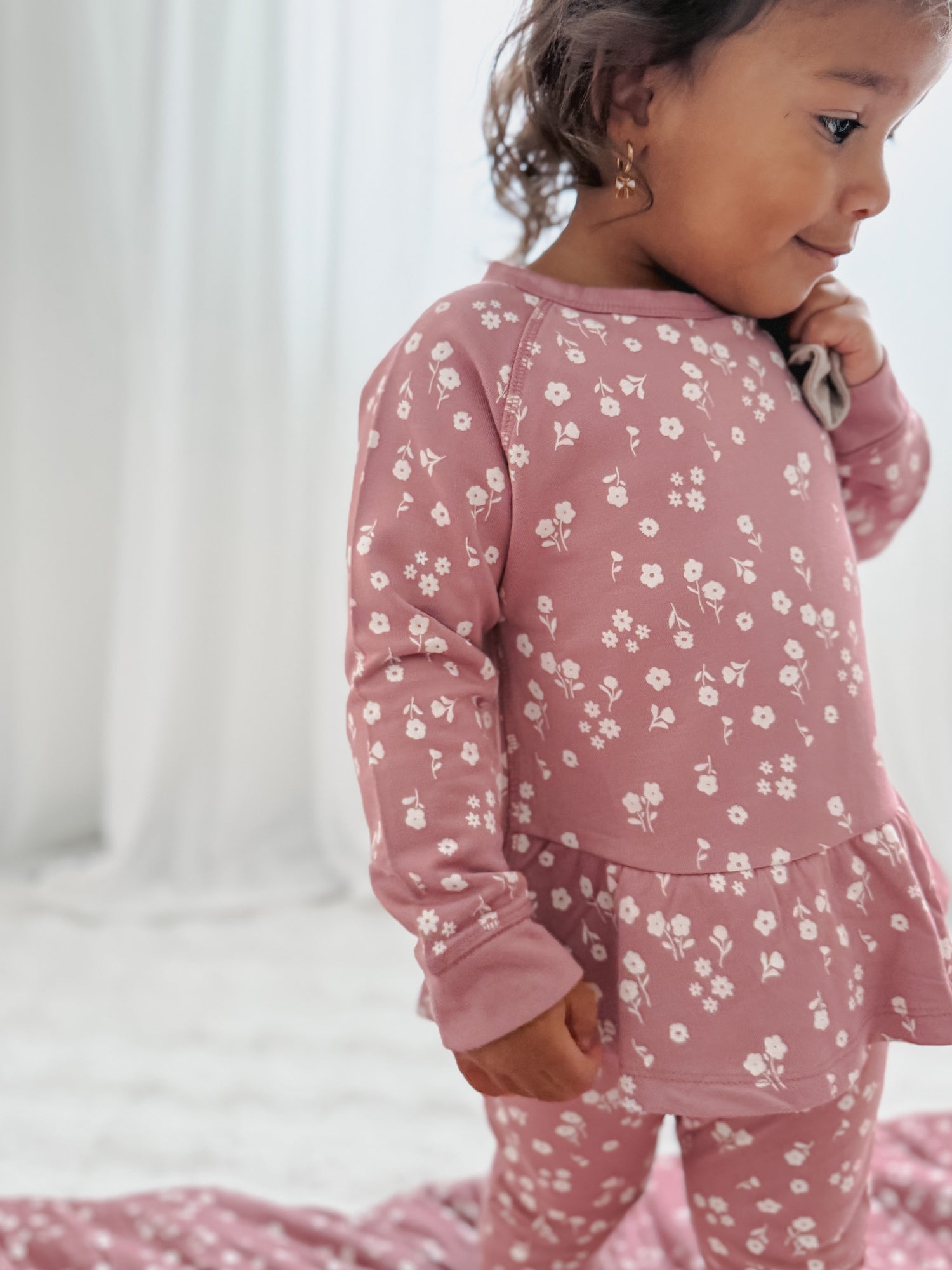 Fleece Two Piece Ruffled Sweatsuit - Mini Floral