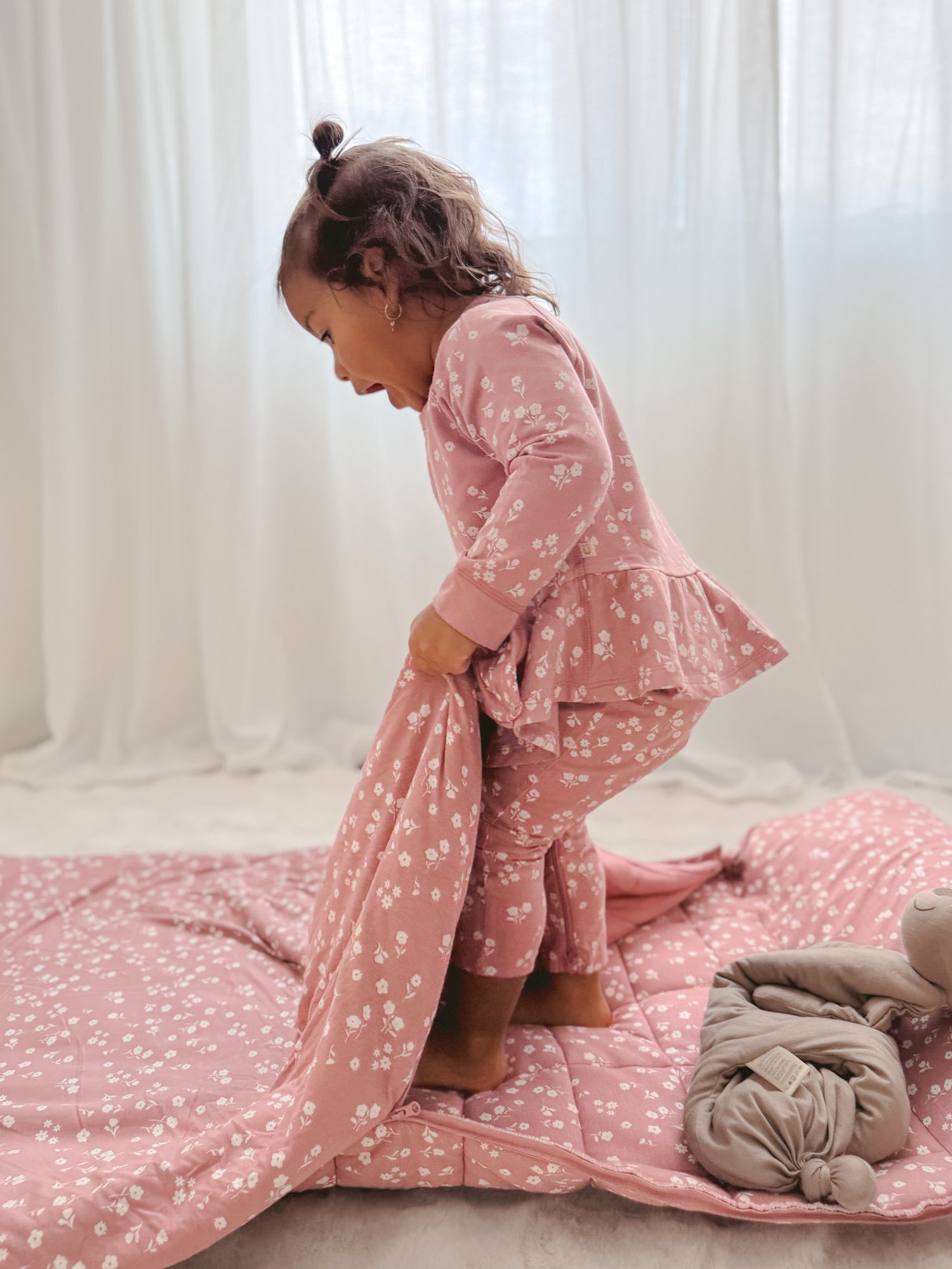 Fleece Two Piece Ruffled Sweatsuit - Mini Floral