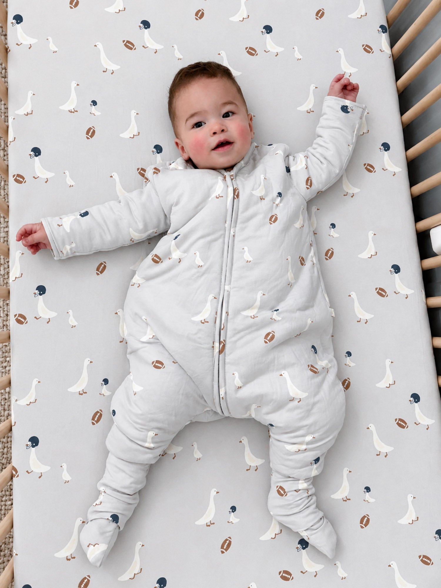 Long Sleeve Footie Sleep Sack - Football Goose / 1.0 TOG