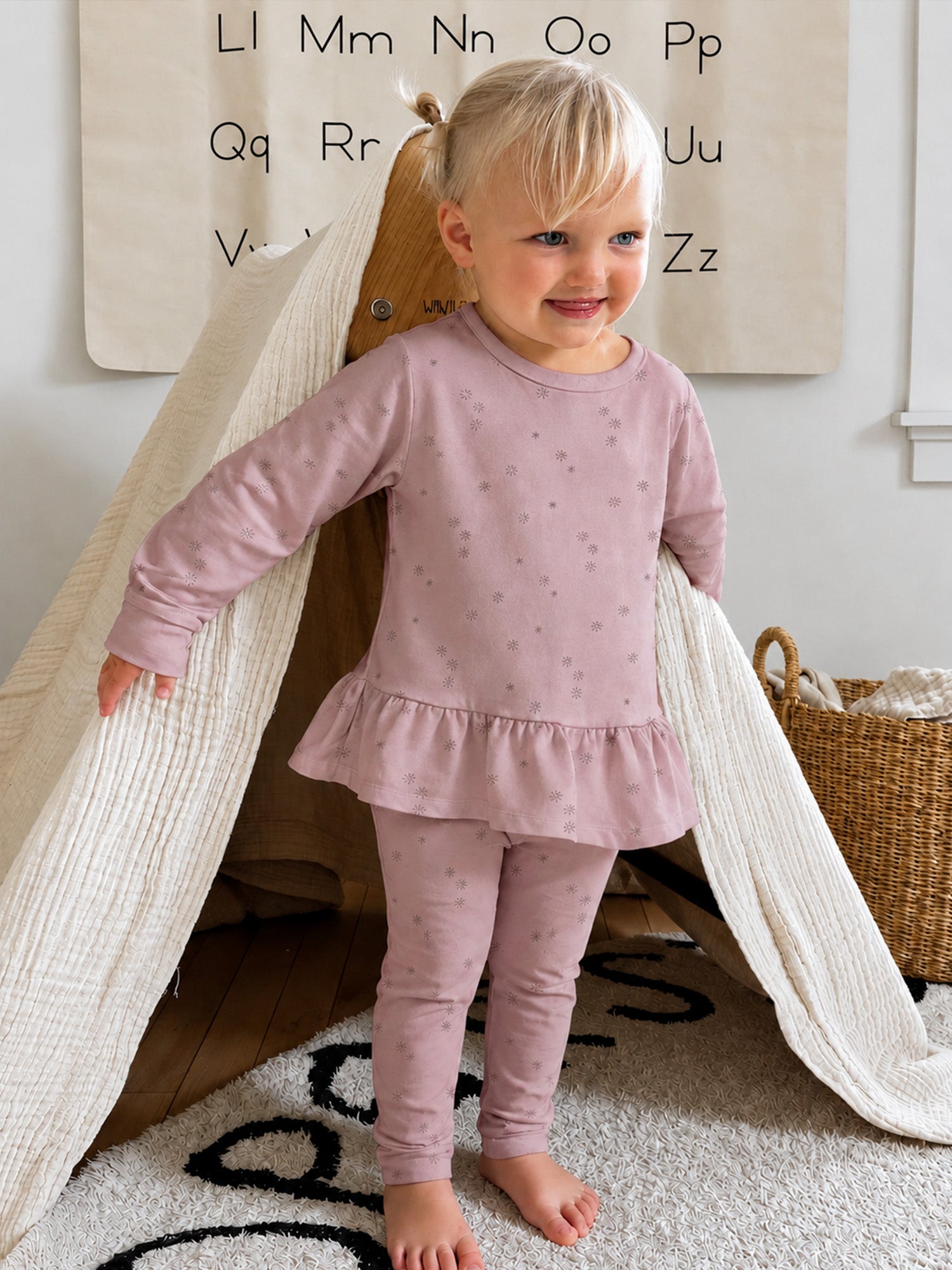 Fleece Two Piece Ruffled Sweatsuit - Dazzle