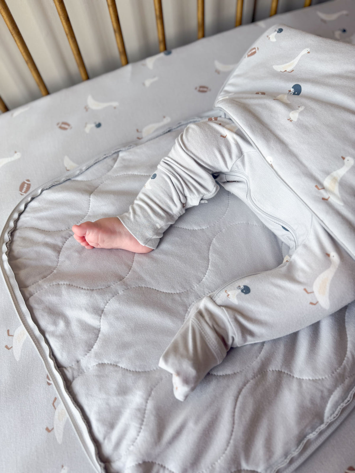 Long Sleeve Transitional Swaddle Sack - Football Goose / 2.5 TOG