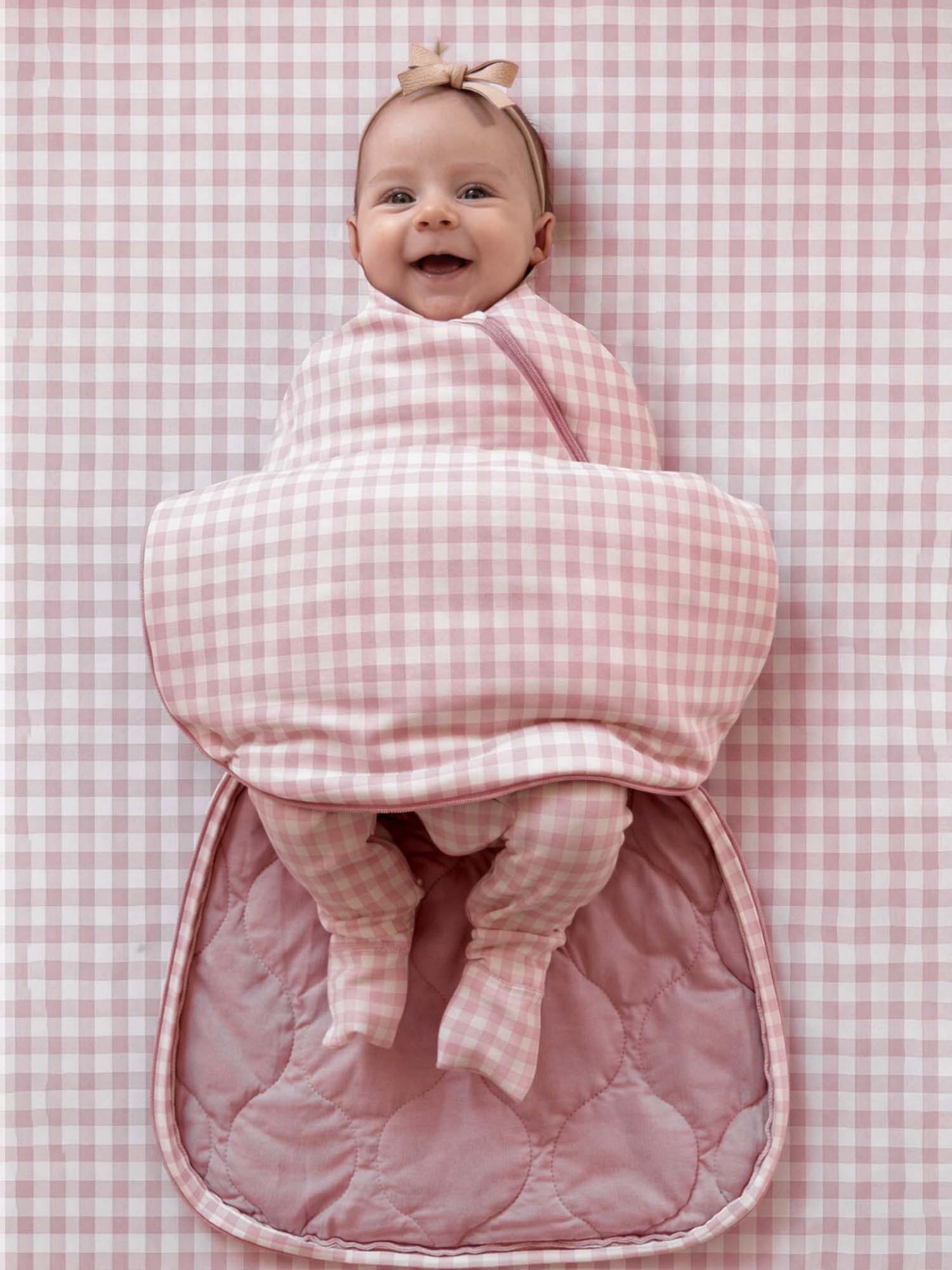 Swaddle Sleep Sack - Pink Gingham / 1.0 TOG