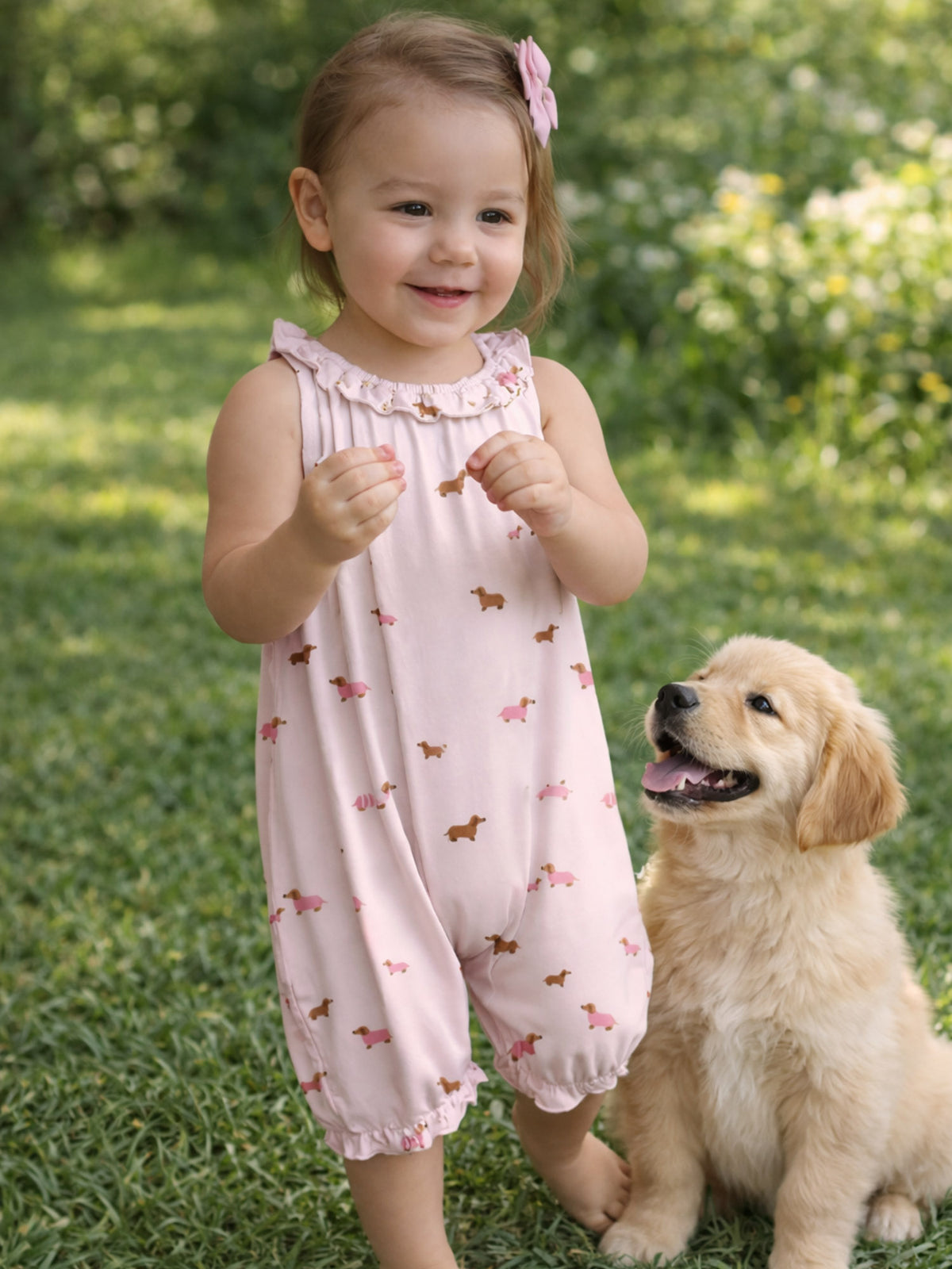 Bubble Romper - Girl Dog