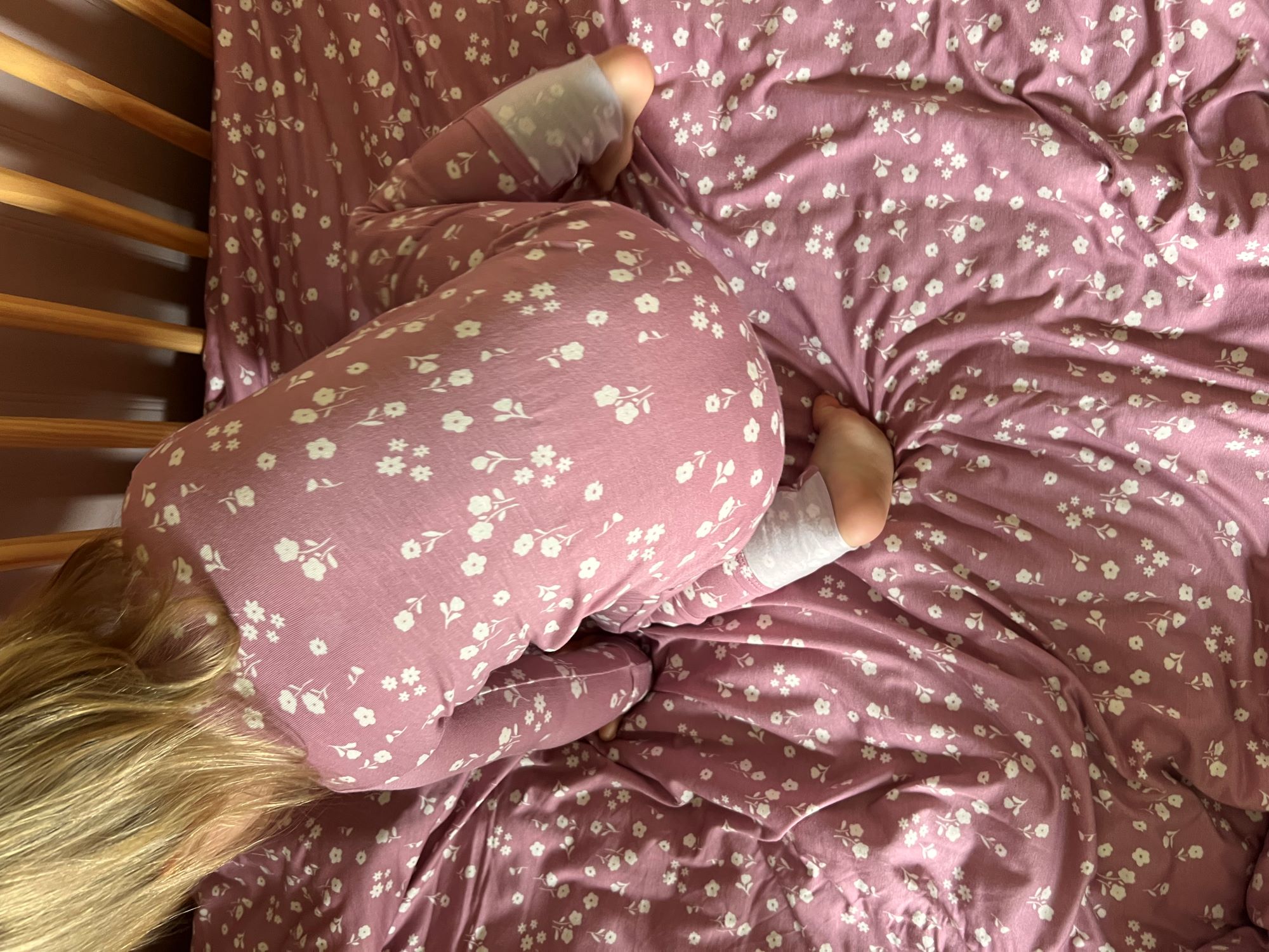 Mini Floral Baby Pink Convertible Footie Pajamas | günamüna