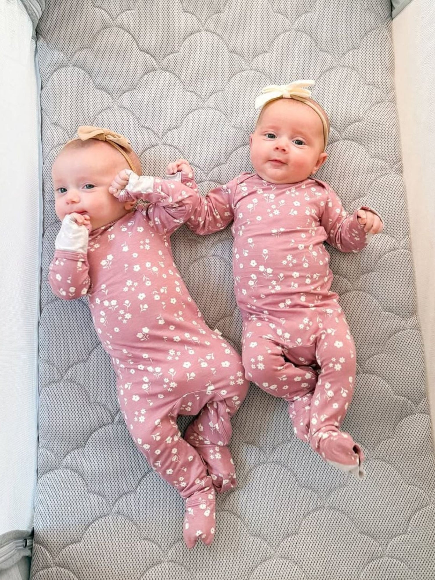 Mini Floral Baby Pink Convertible Footie Pajamas | günamüna