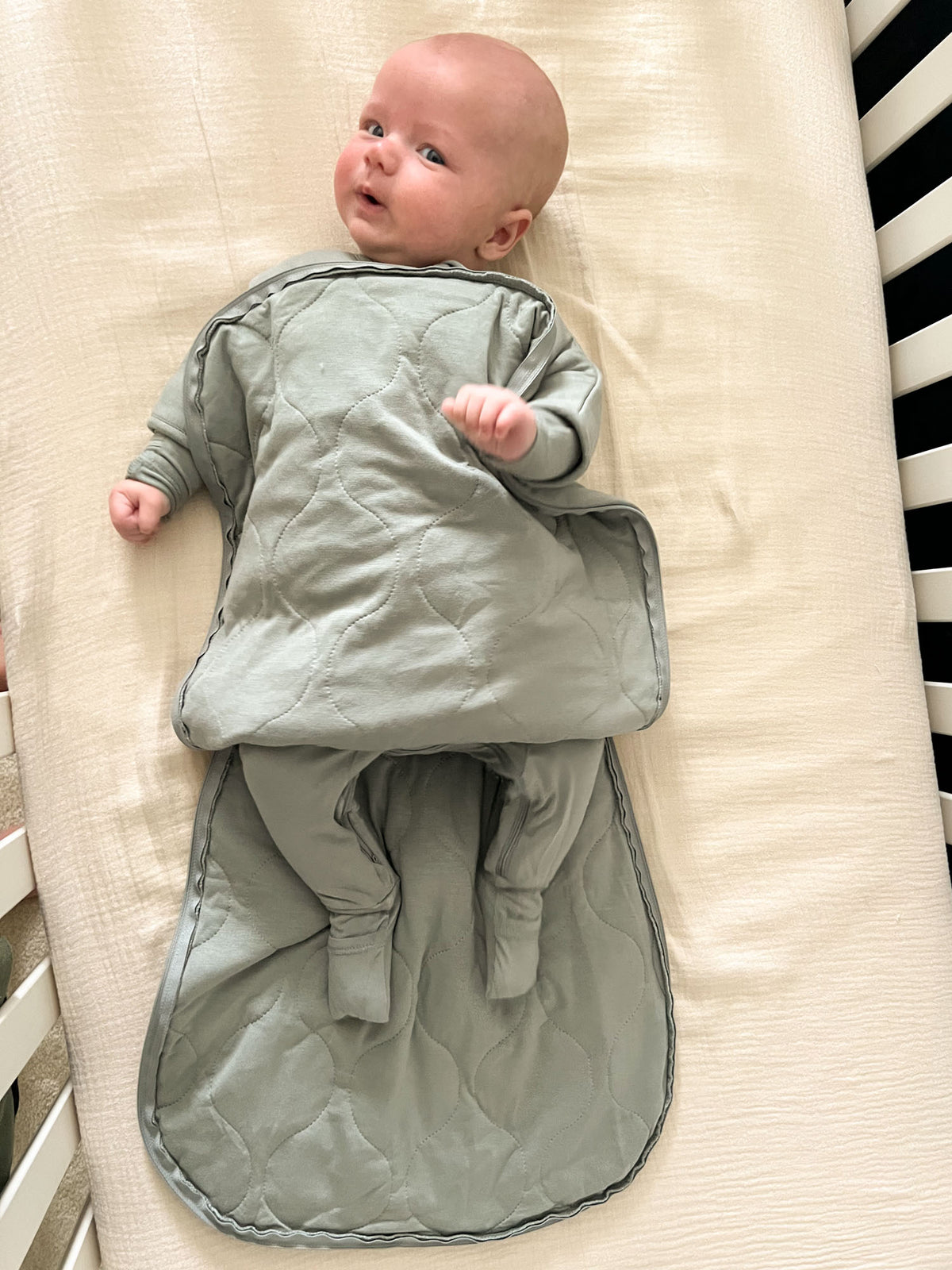 Long Sleeve Transitional Swaddle Sack - Sage / 2.5 TOG
