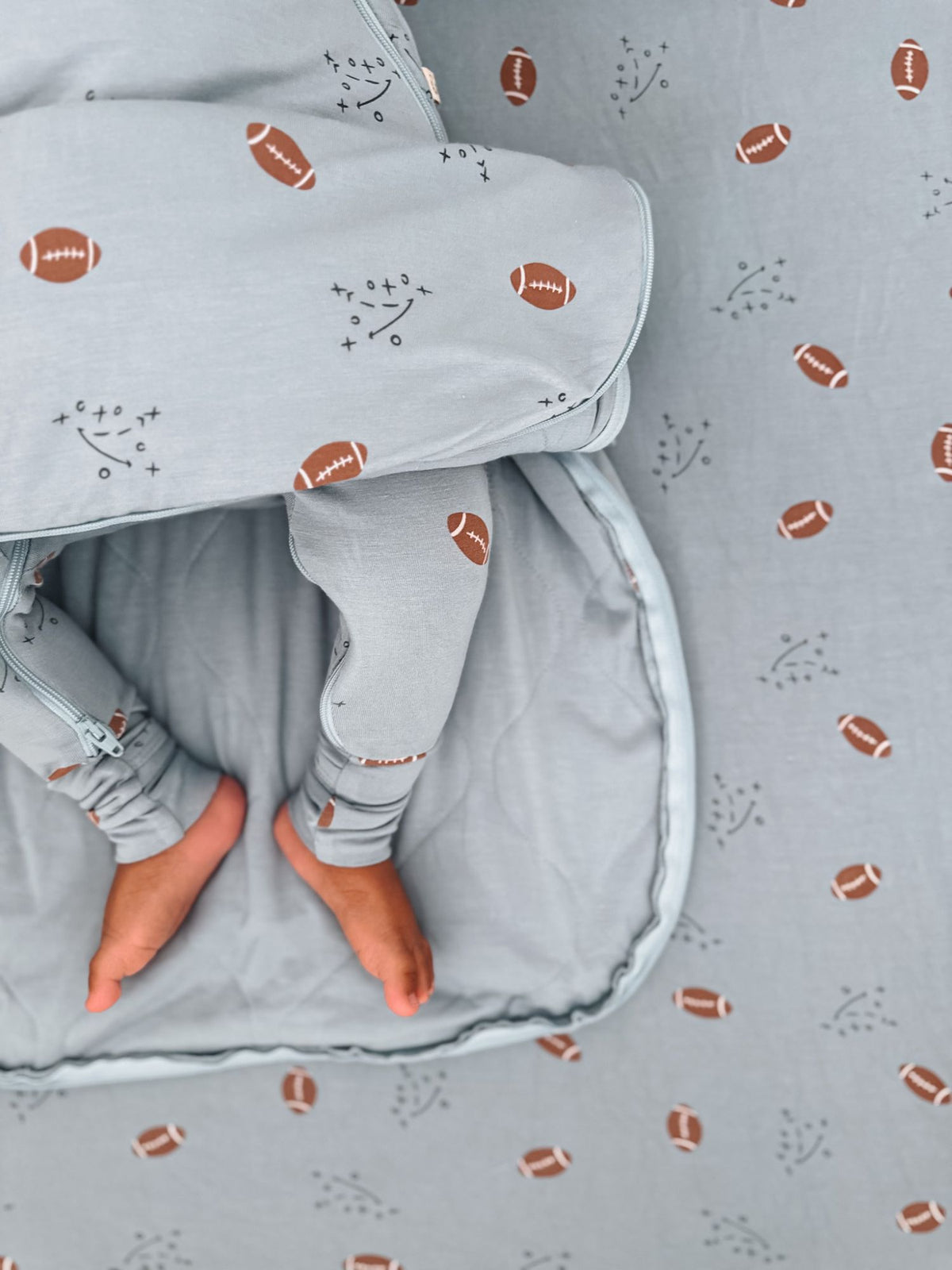 Long Sleeve Transitional Swaddle Sack - Football / 1.0 TOG