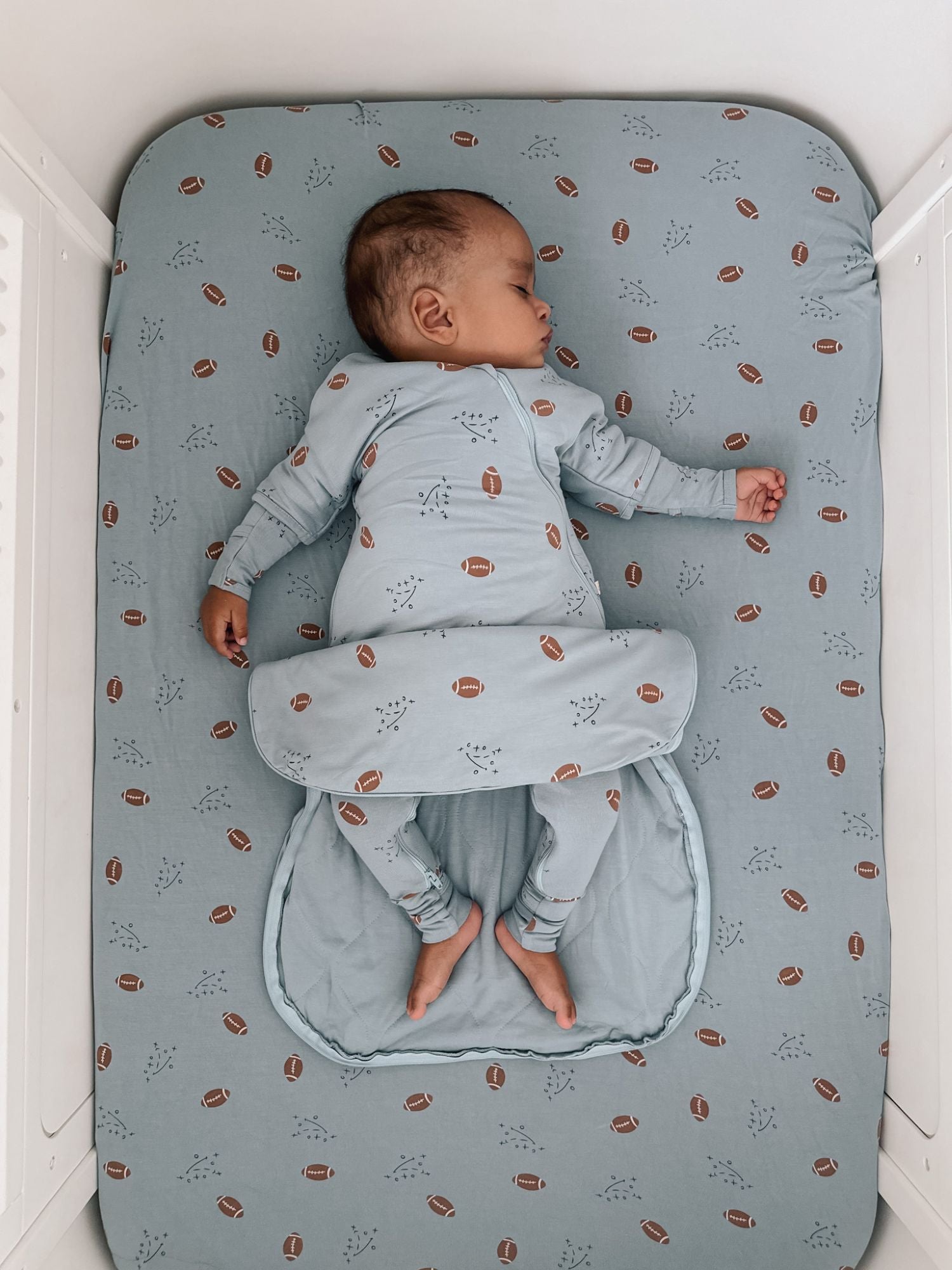 Long Sleeve Transitional Swaddle Sack - Football / 1.0 TOG