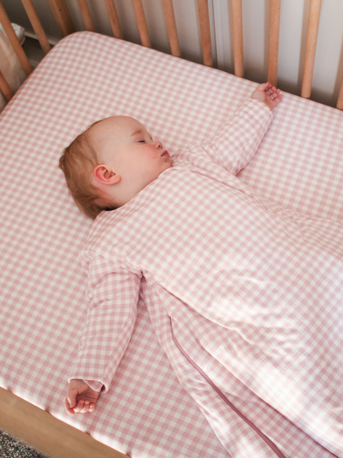 Long Sleeve Sleep Sack - Pink gingham / 0.5 TOG