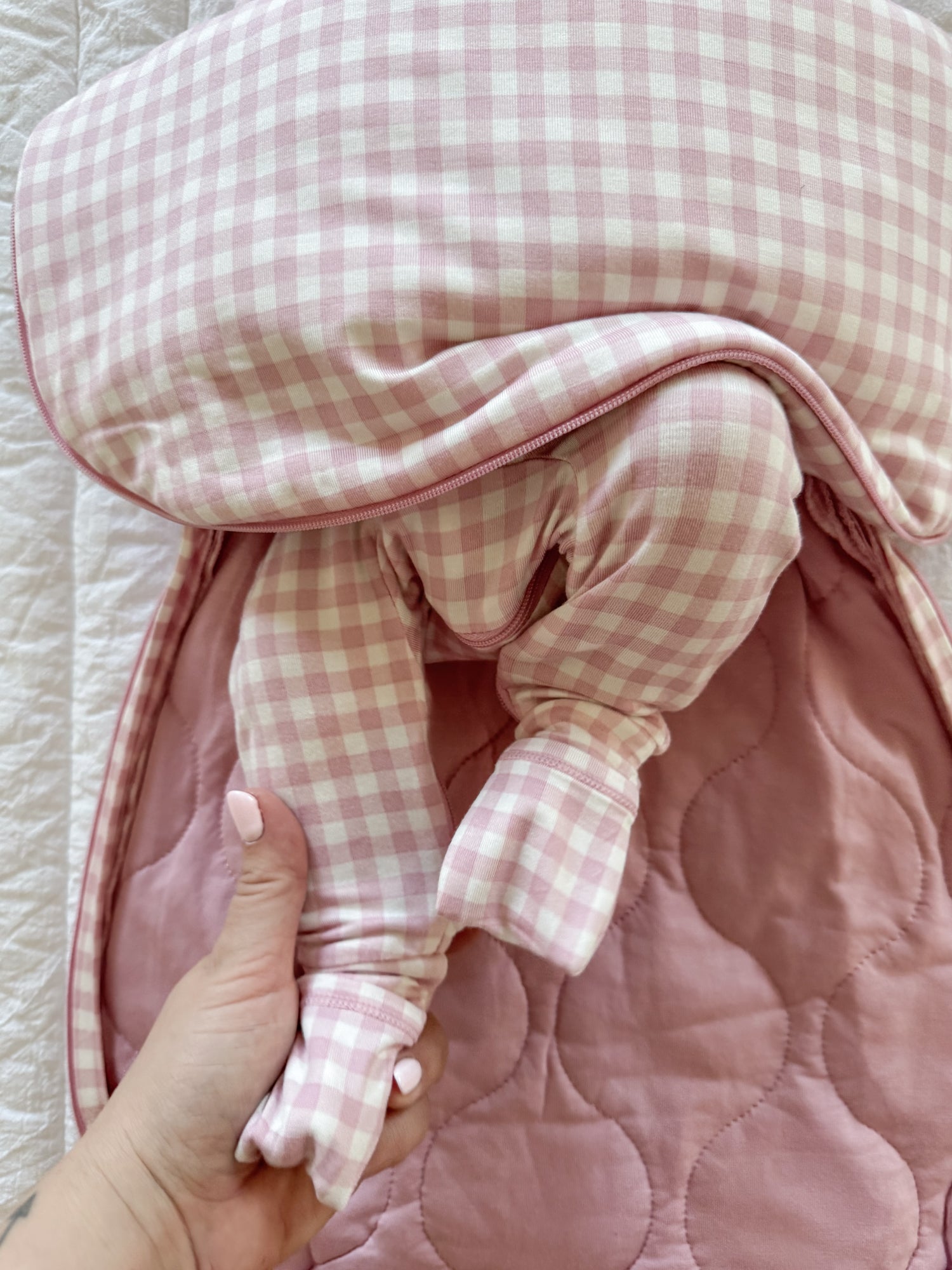 Swaddle Sleep Sack - Pink Gingham / 1.0 TOG