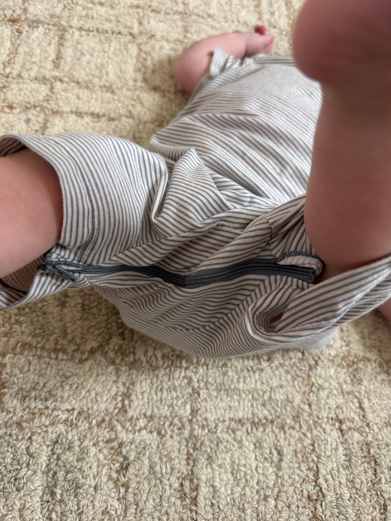 Cotton Shortie Romper - Blue stripe