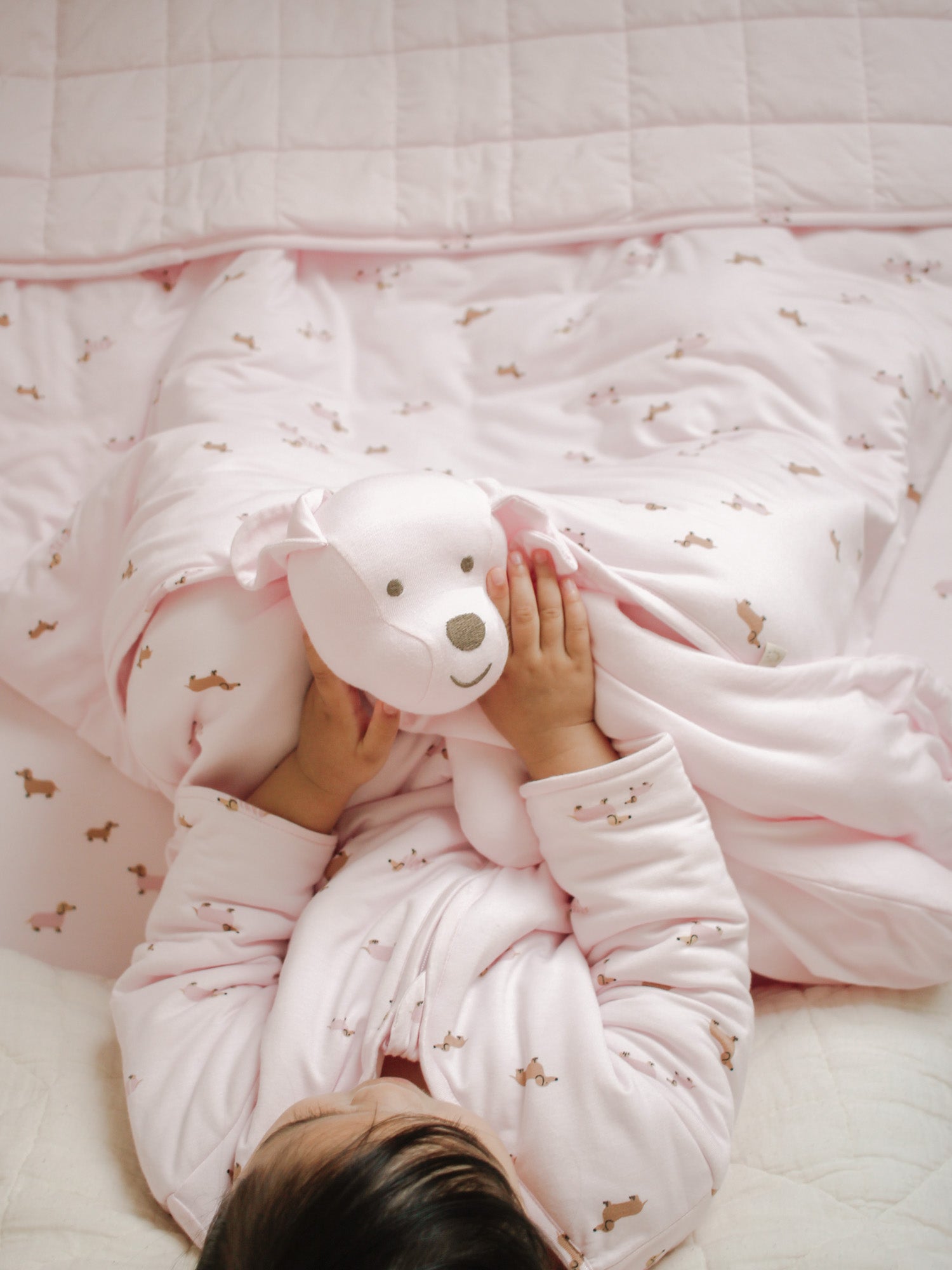 Girl Dog Blush Pink Bamboo Viscose Baby Blanket | günamüna