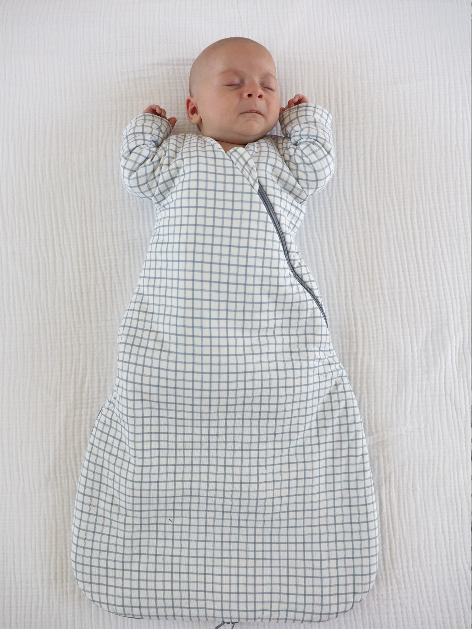 Checkmate Dusty Blue 1.0 TOG Long Sleeve Bamboo Viscose Swaddle