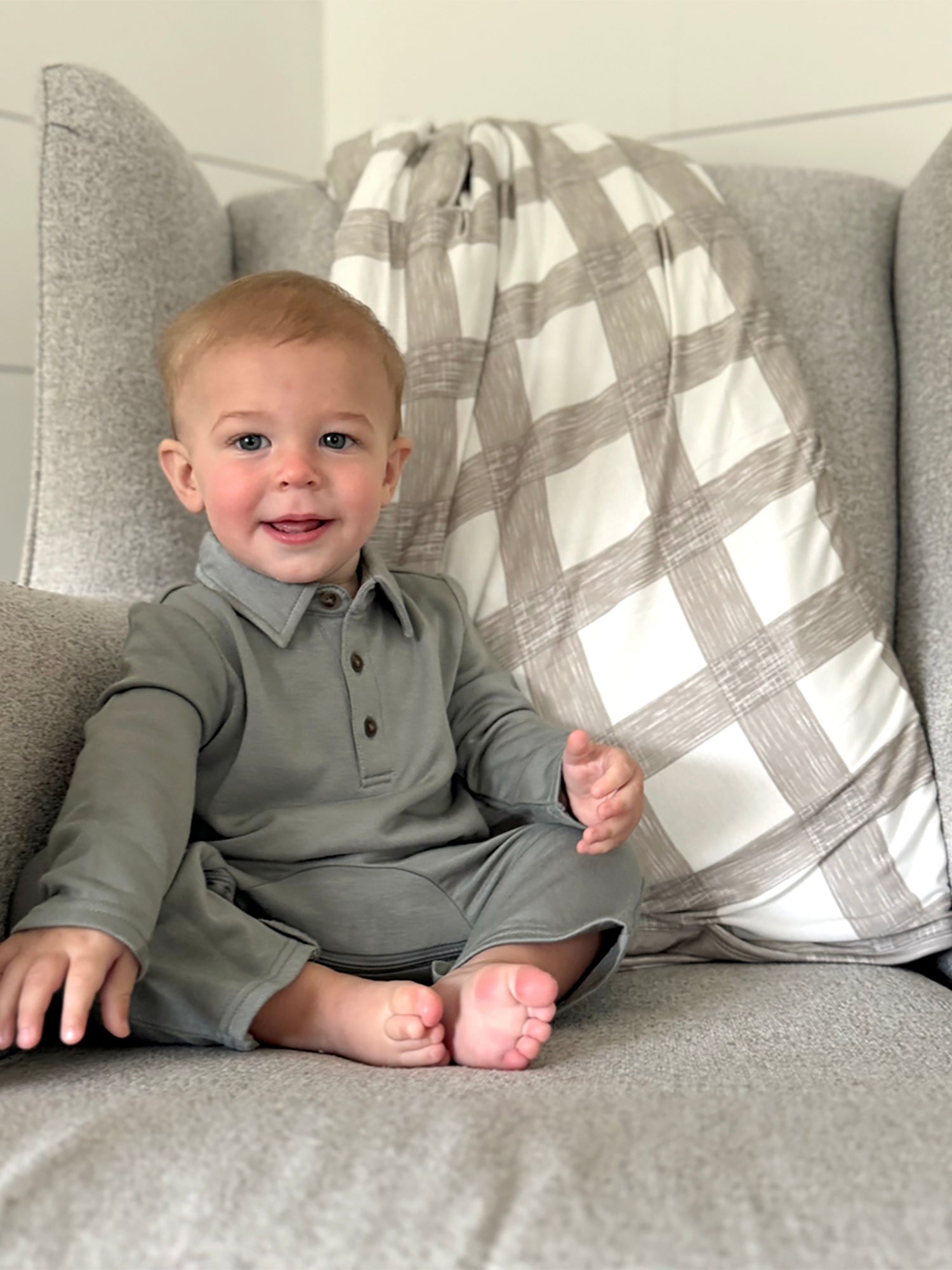 Fleece Collared Jumpsuit - Sage