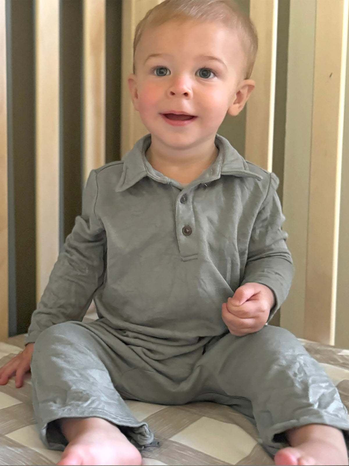 Fleece Collared Jumpsuit - Sage