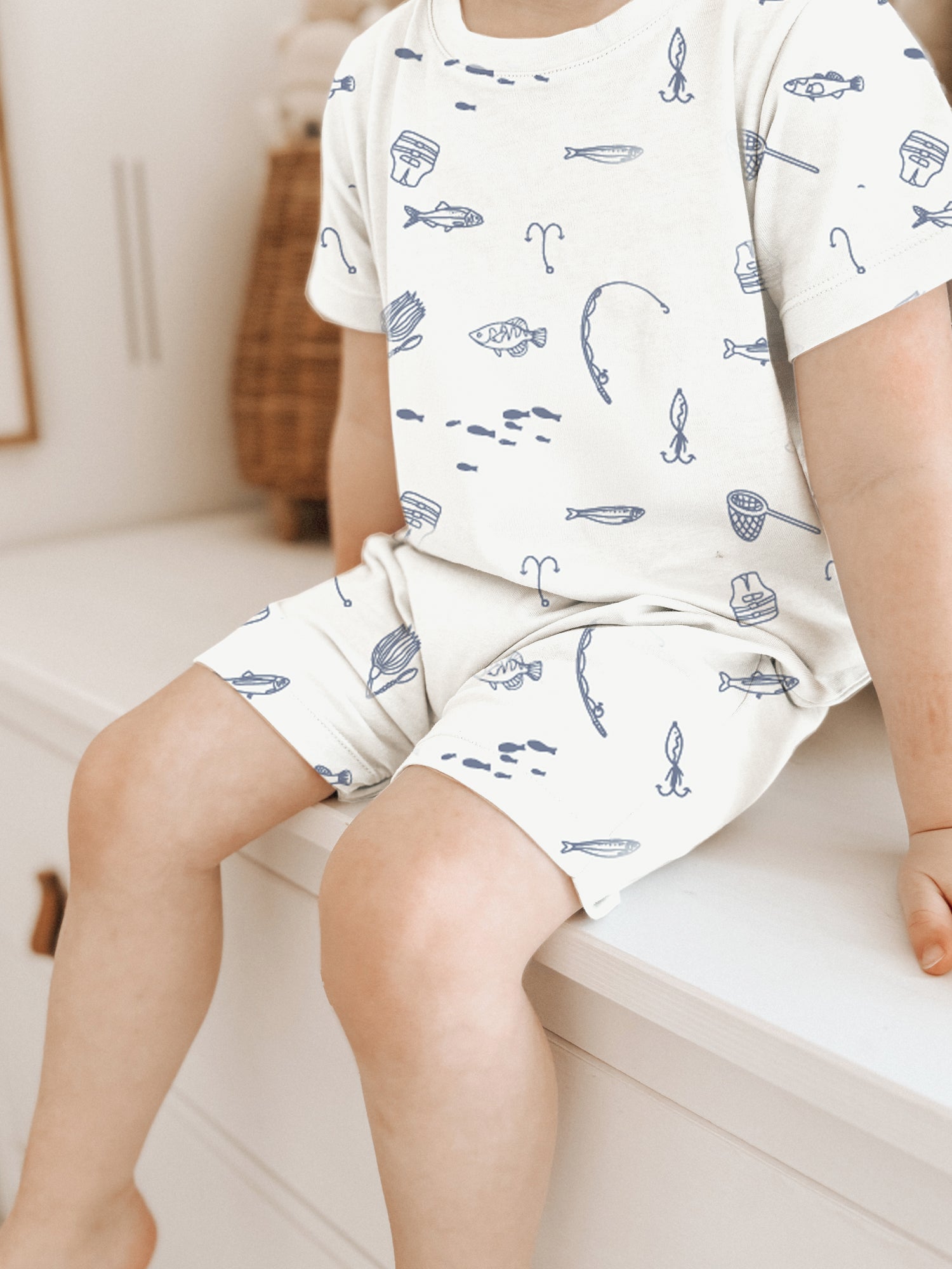 Cotton Shortie Romper - Fishing