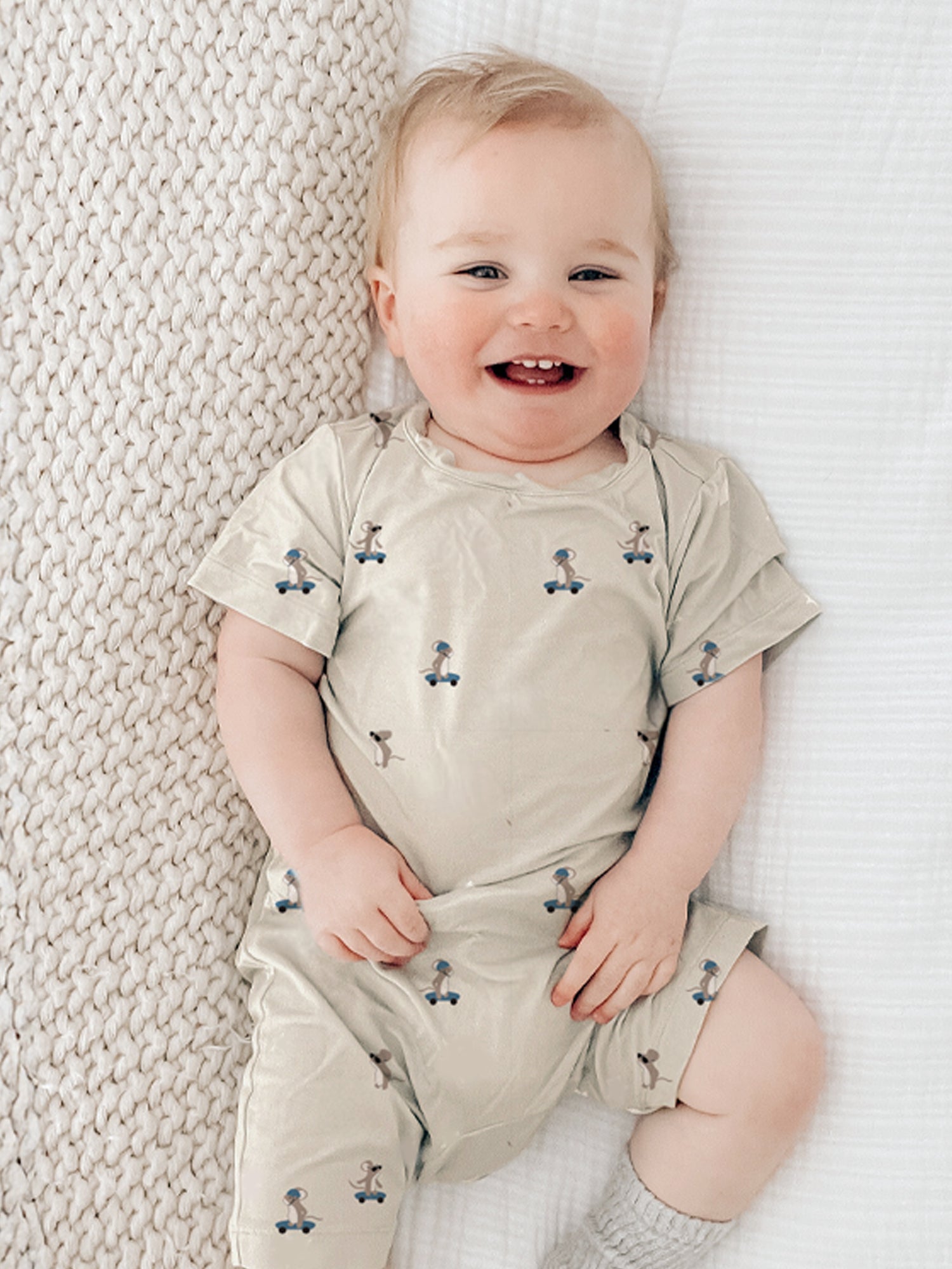 Cotton Shortie Romper - Mouse