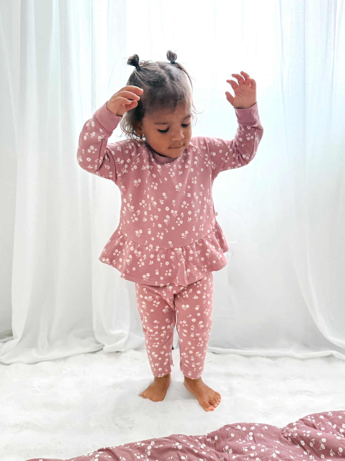 Fleece Two Piece Ruffled Sweatsuit - Mini Floral