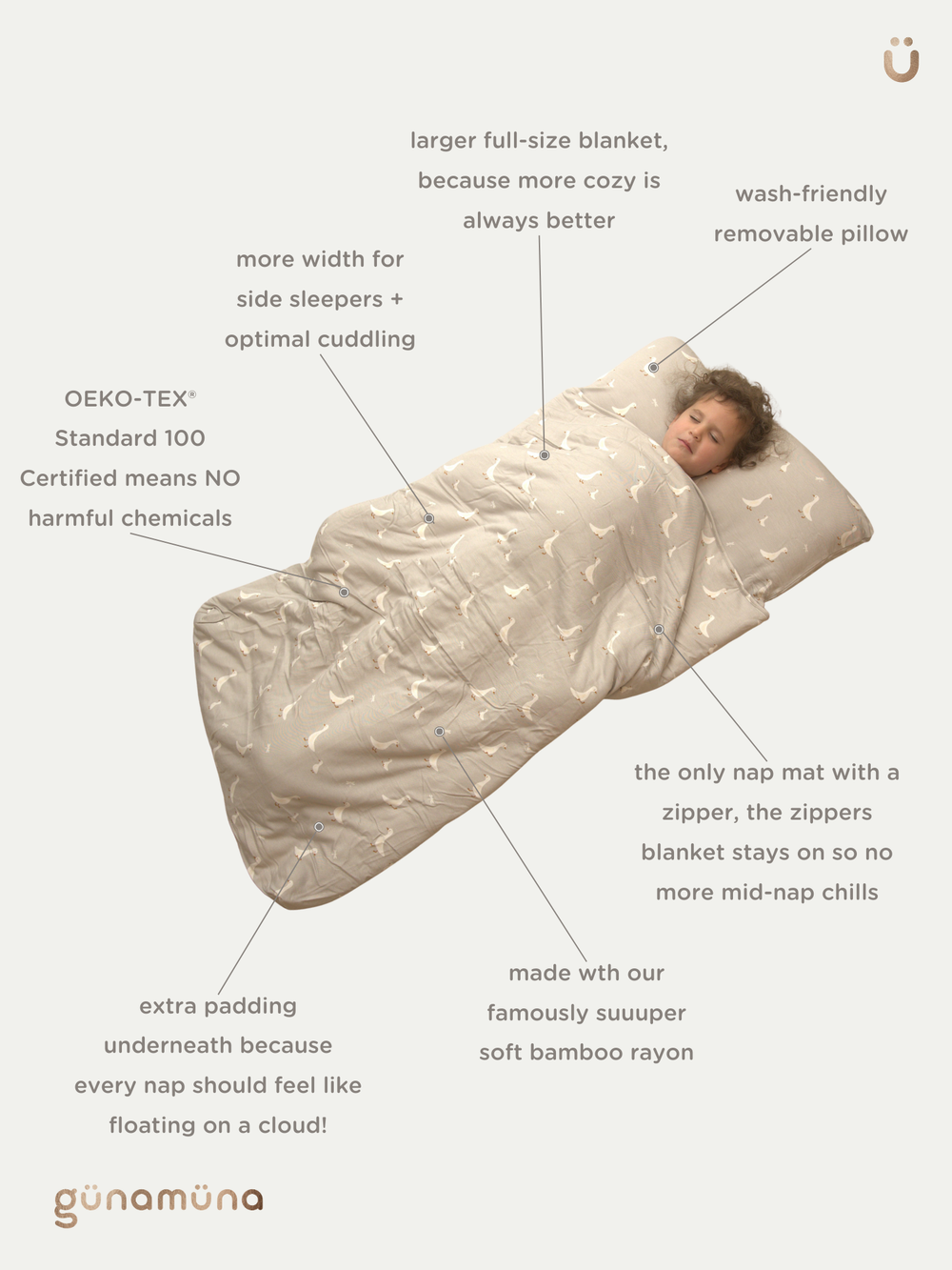 Woof Blue Bamboo Viscose Toddler Nap Mat | günamüna