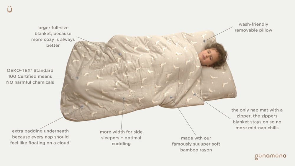 Woof Blue Bamboo Viscose Toddler Nap Mat | günamüna