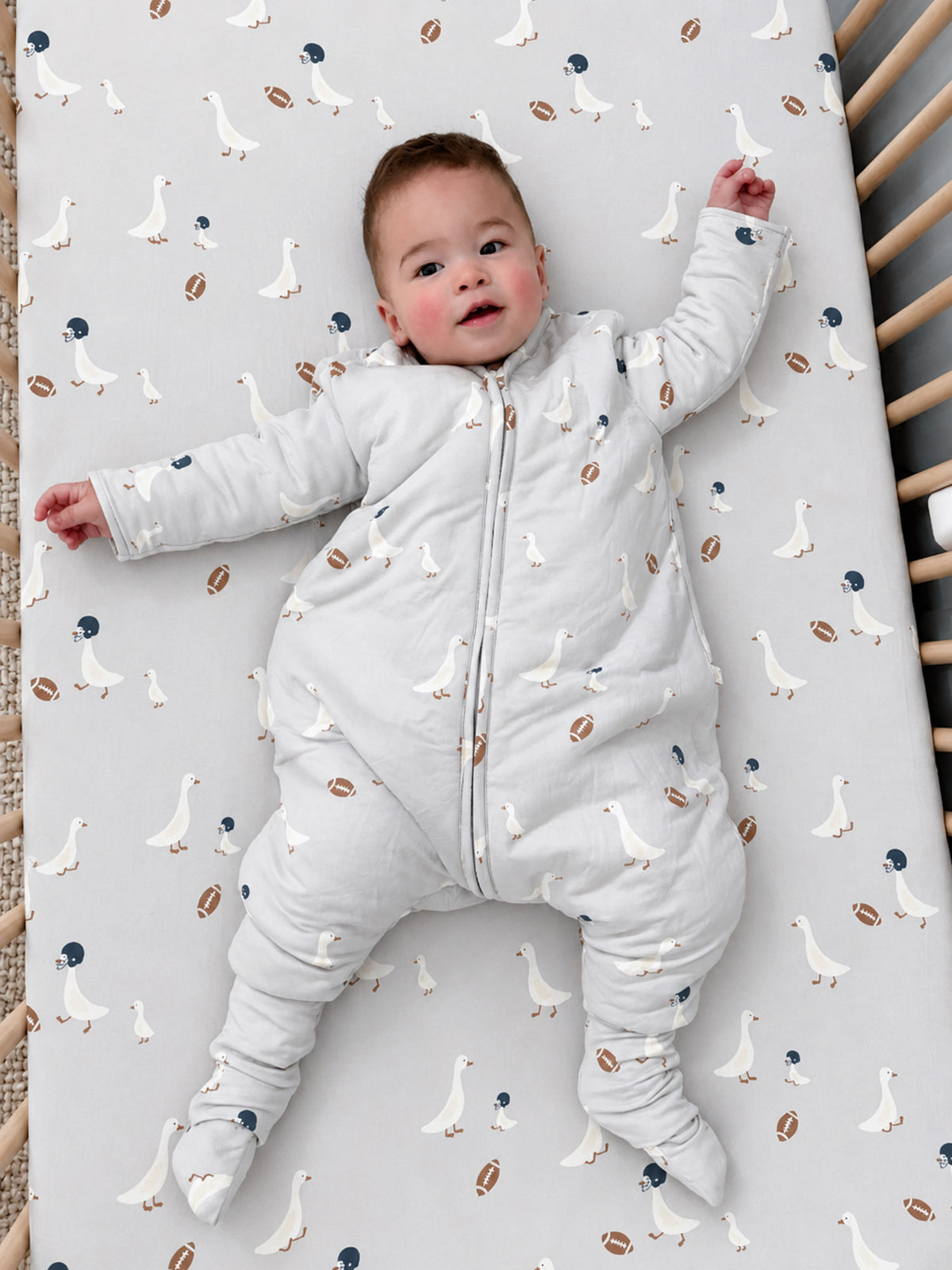 Long Sleeve Footie Sleep Sack - Football Goose / 1.0 TOG