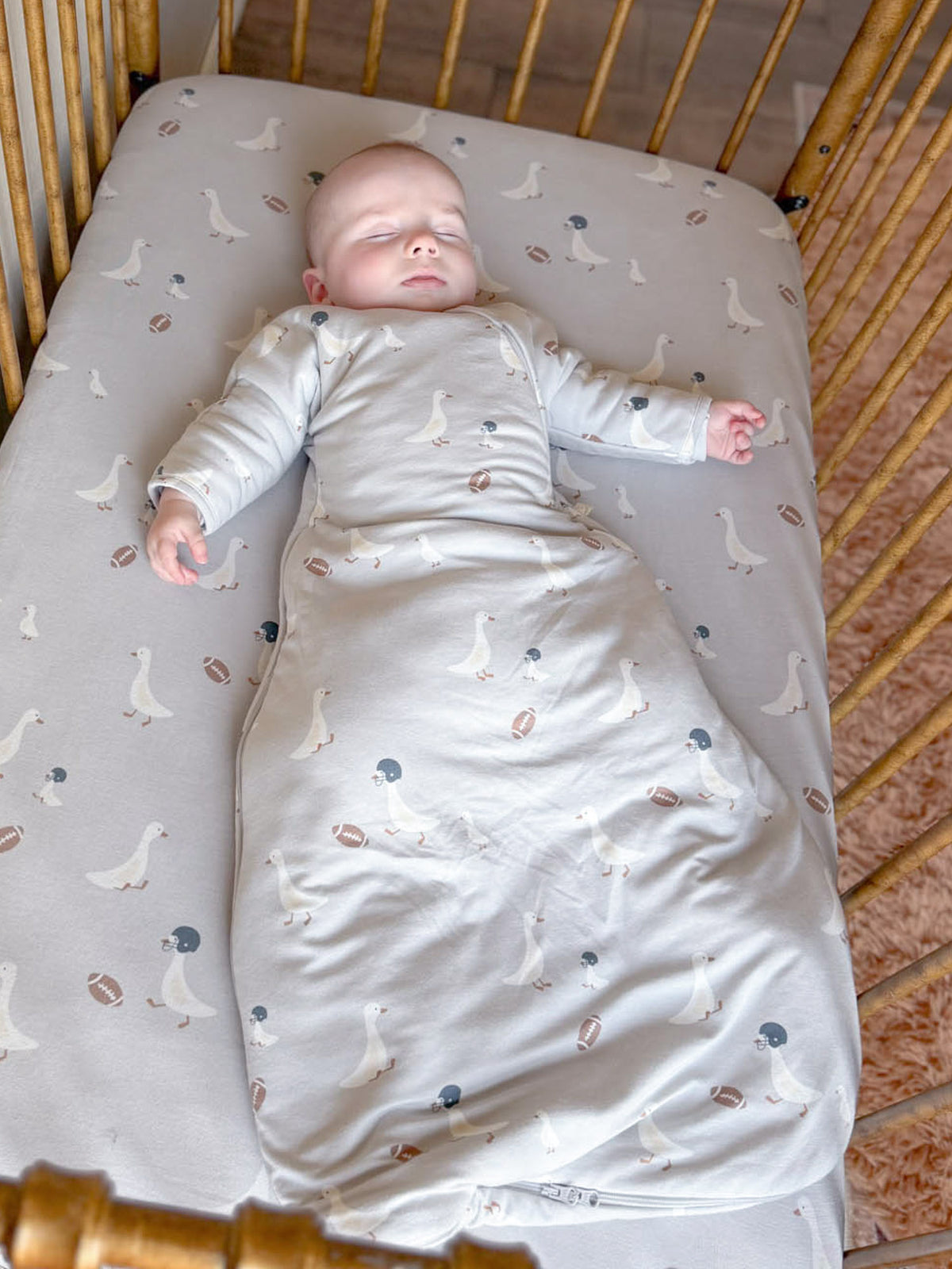 Long Sleeve Transitional Swaddle Sack - Football Goose / 2.5 TOG