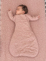 Heart-print long-sleeve transitional swaddle sack, beige with footed bottom