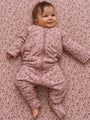 Floral long-sleeve footie sleep sack with front zipper, petal pink pattern, all-in-one