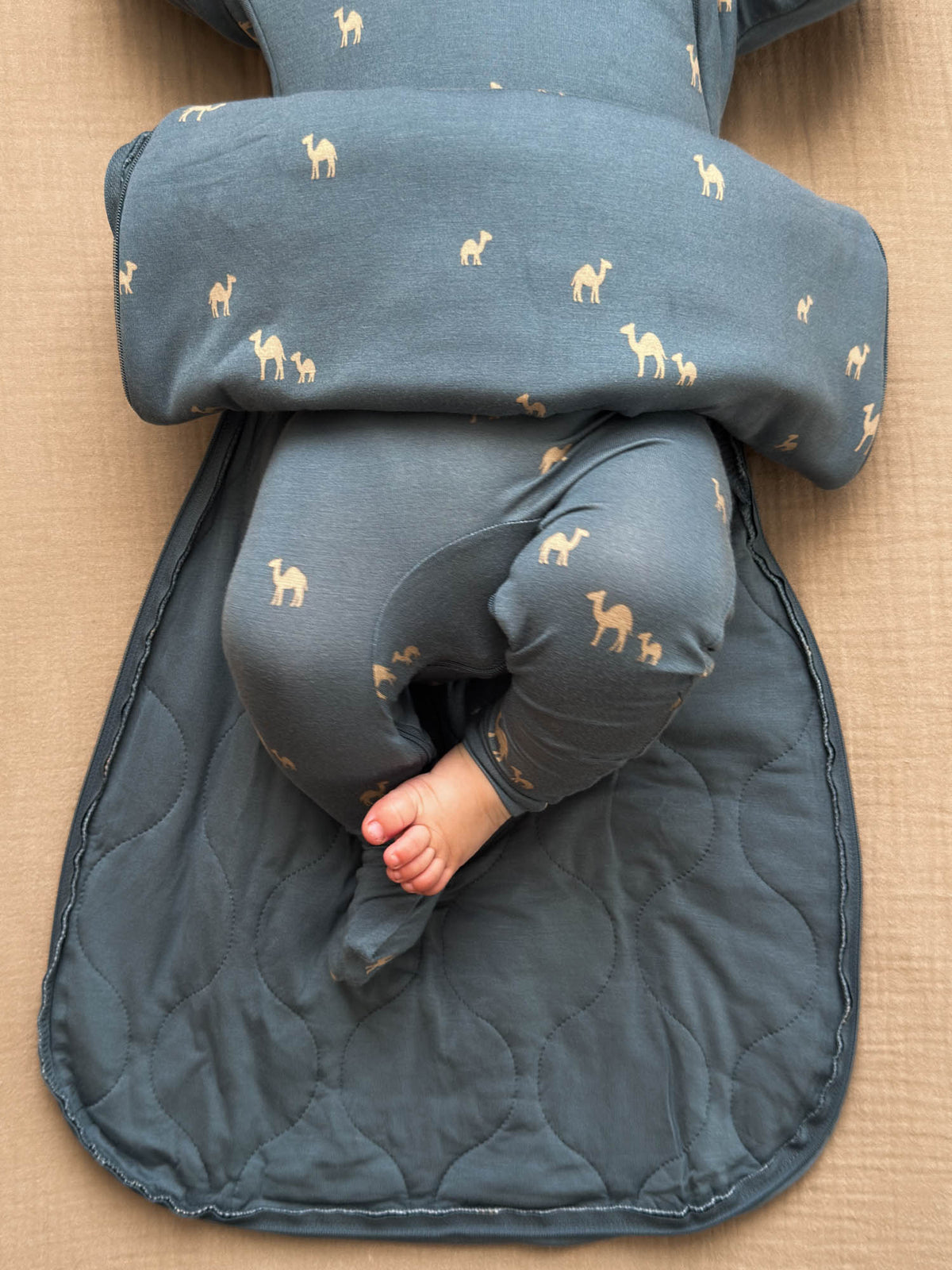 Long Sleeve Transitional Swaddle Sack - Camels / 2.5 TOG