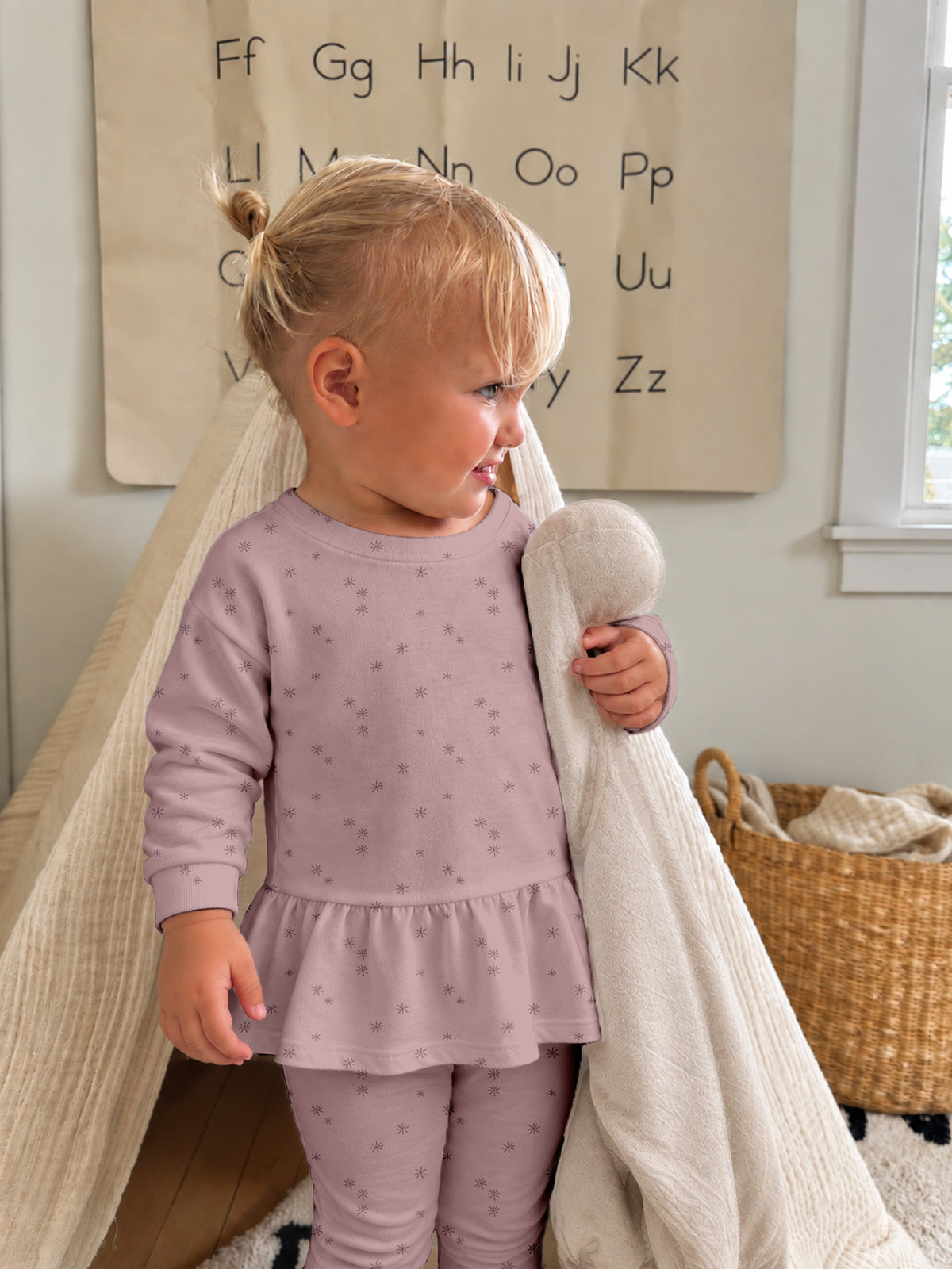 Fleece Two Piece Ruffled Sweatsuit - Dazzle